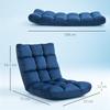 Armchair Guest Mattress Floor Chair, Adjustable Backrest, Velour Look, 55 cm x 71 cm x 53.5 cm, Blue