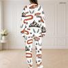 Women Plus Size White Sailboat Printed Round Neck Long Sleeve Top And Pants Two Piece Set