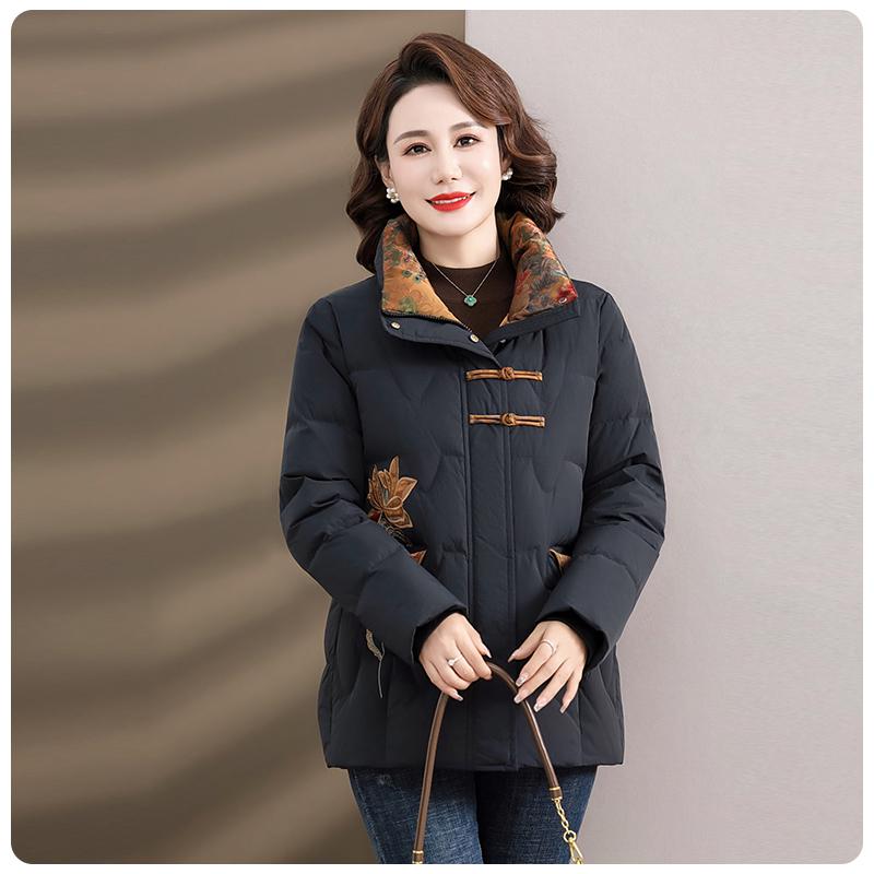 

Hengyuanxiang 2025 Red Down Cotton Padded Jacket for Middle-Aged & Elderly Women - Chinese Style Winter Coat XL (110-120 jin) чёрный