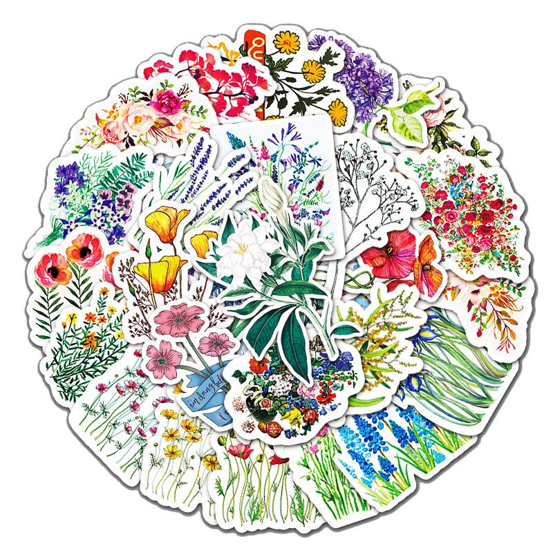 

50 шт., мультяшные красочные наклейки с цветами, Vtuber, наклейки для багажа, наклейки на кружку, украшения для ноутбука, наклейки