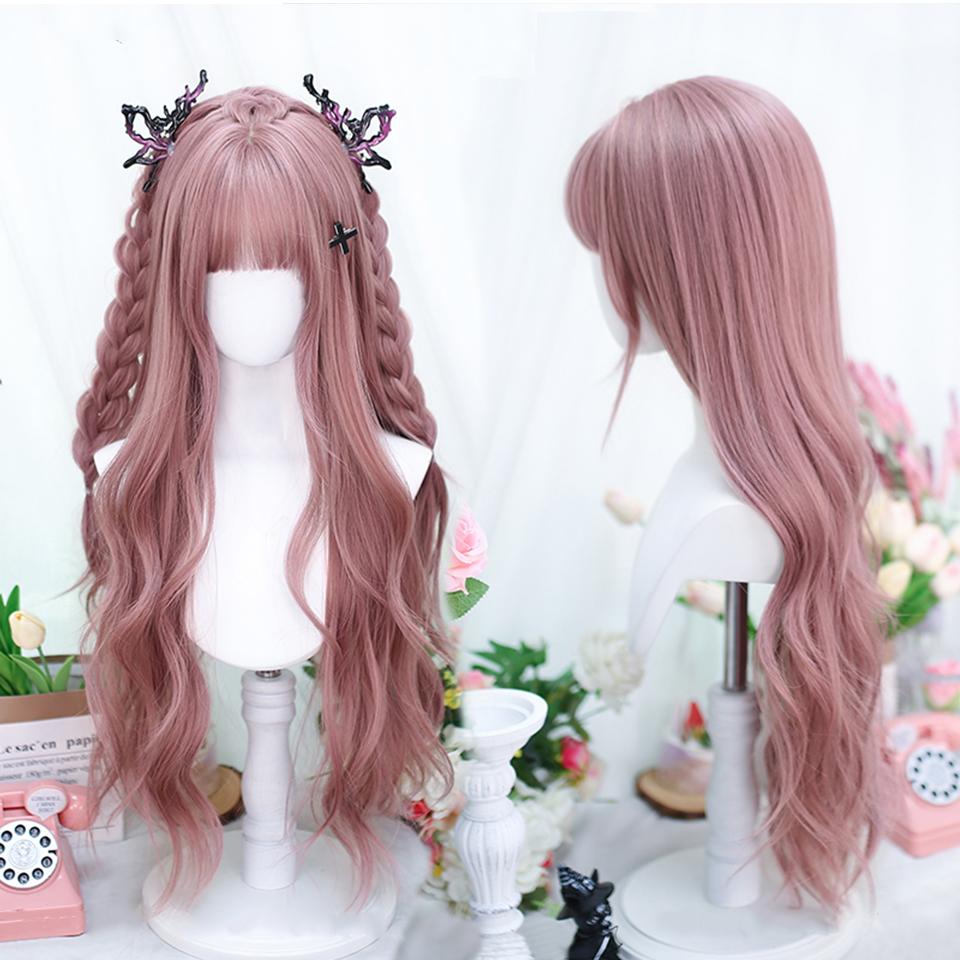 Synthetische rote Ombre schwarze Farbe Lolita lange gerade Perücken mit Pony tägliche Party Cosplay Perücke für Frauen