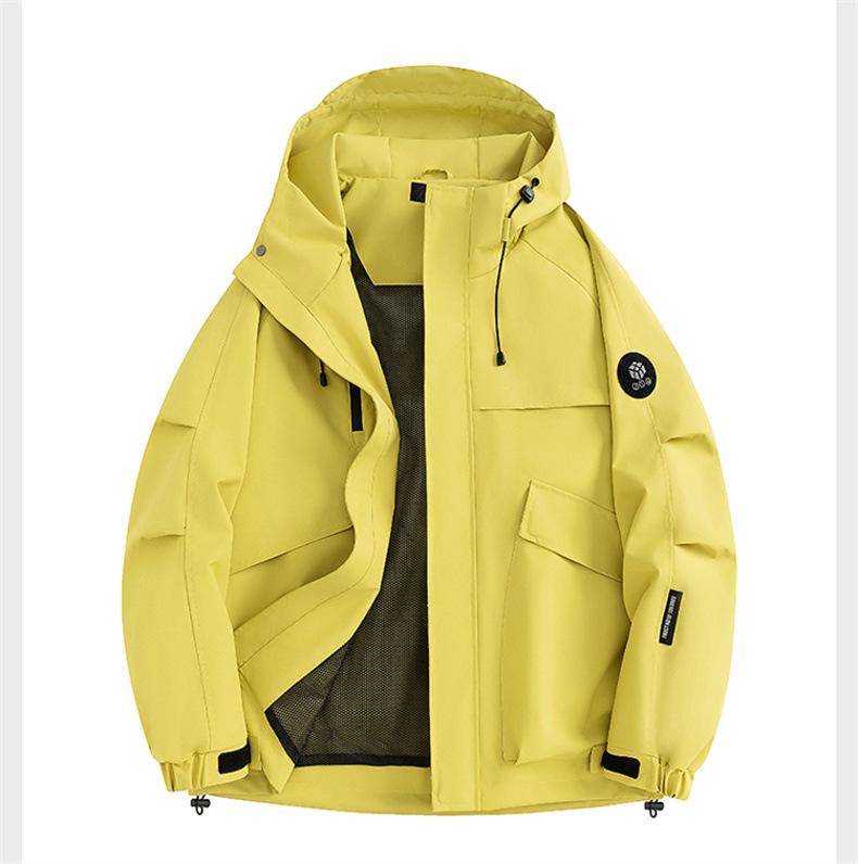 Men's Camouflage Hooded Jacket - Spring/Autumn, American Style, Solid Color, Youthful & Casual