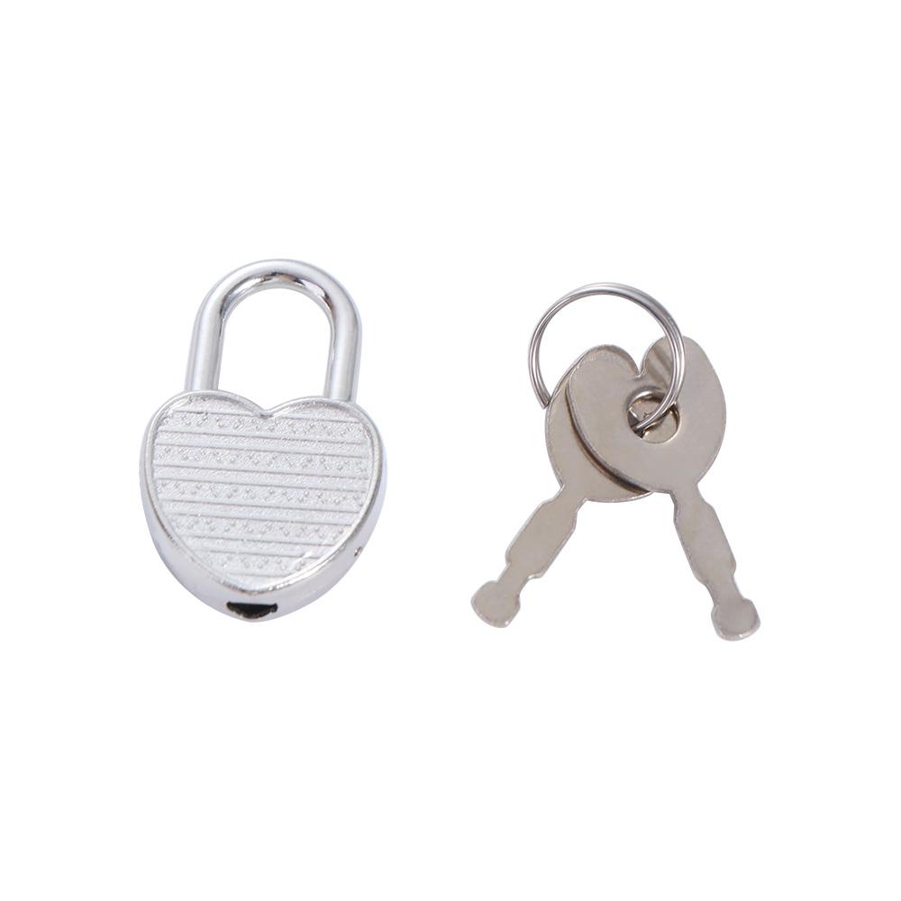 10pcs Vintage Plastic Mini Padlock with 2 Keys Romantic Heart Shape Padlock Antique Style Cute Diary Padlocks Travel