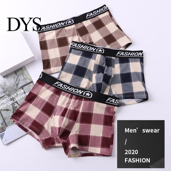 Men Panties Boxers U Convex Plaid Print Contrast Color Underwear Breathable Underpants Anti-septic Casual Mid Waist for Inner Wear