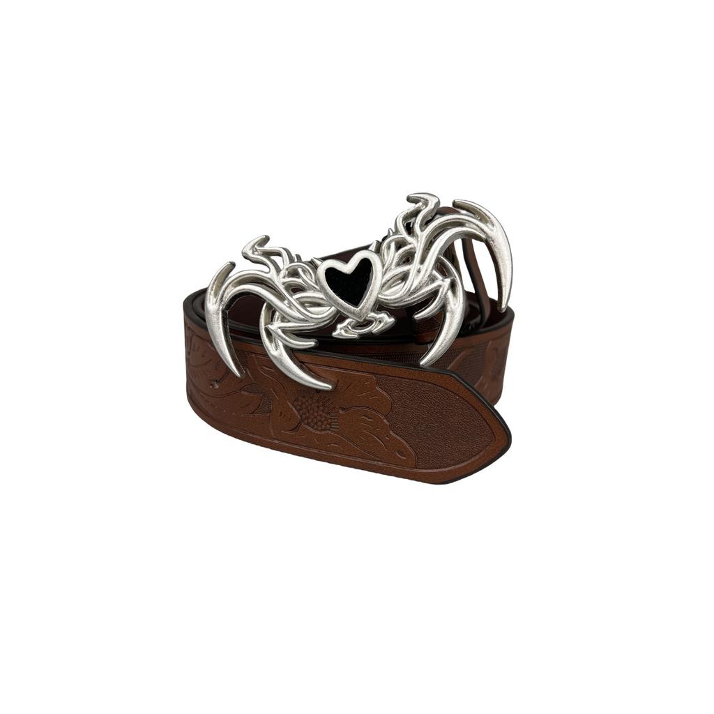 Fashion Belt Women's Love Hollow Belt European and American Retro Metal Decoration