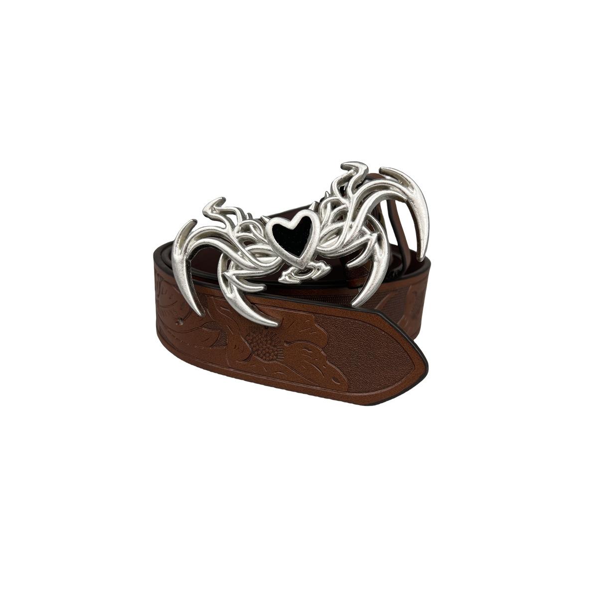 

Fashion Belt Women s Love Hollow Belt European and American Retro Metal Decoration 115cm