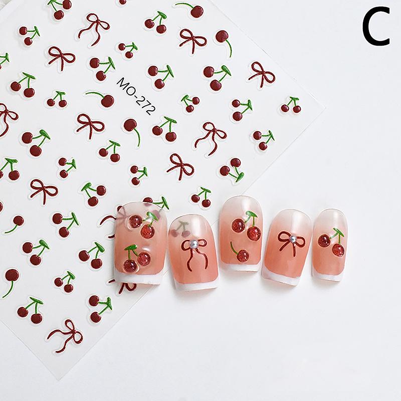 Lemon Cherry Strawberry Diy 5D Soft Embossed Relief Self Adhesive Nail Art Decorations Stickers Decal