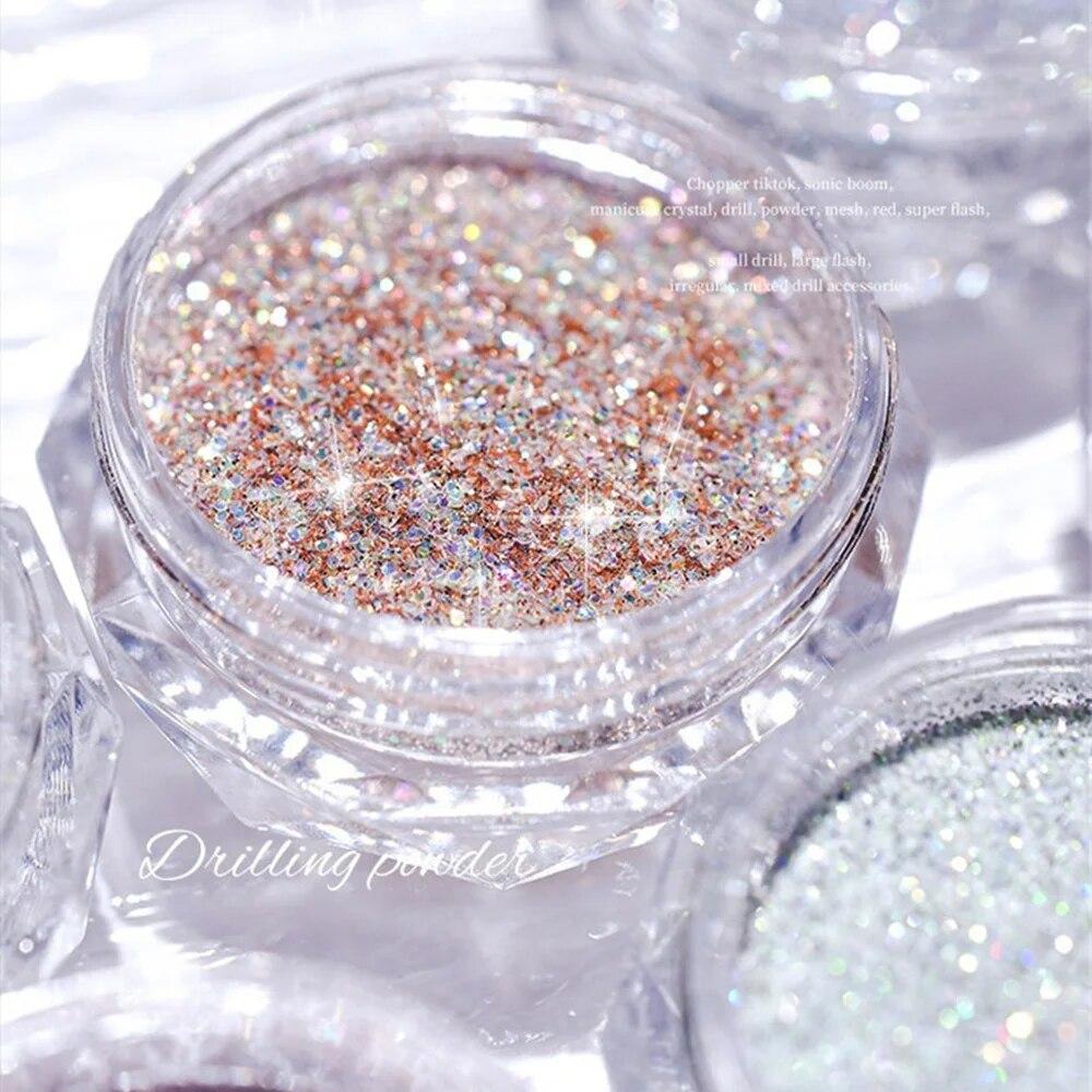 

Набор из 8 бутылок для ногтей с кристально-алмазной пудрой, радужным блестящим пигментом для нейл-арта, голографическим микростеклянным маникюрным украшением