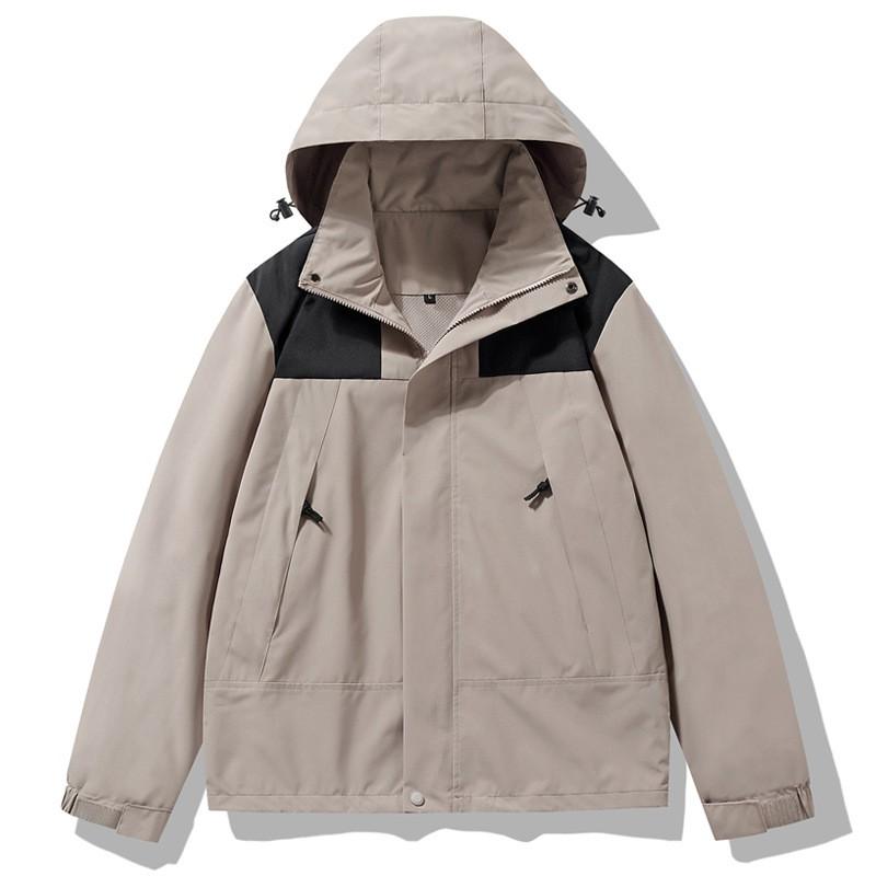 Men Women Waterproof Windproof Hiking Jacket With Detachable Hood Lightweight Outdoor Shell Fall Trekking Camping