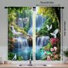 Set Of 2 Beautiful Forest Waterfall Landscape Curtain Vivid Nature Suitable Bedroom Bathroom Living Room Dining Polyester Ideal For