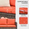 6 Pieces Rattan Garden Furniture Set, 7 Seater Wicker Outdoor Furniture Set with Storage Tea Table & Side Table