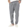 Summer New Arrival: Lightweight Overseas-Style Men's Fashion Plus Size Solid Colour Casual Drawstring Cotton-Linen Trousers