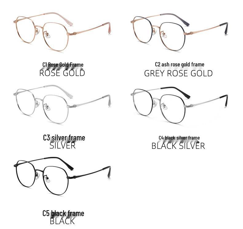 New Women's Slimming Pure Titanium Polygon Eyeglass Frame (53mm) - Fashionable and Versatile 