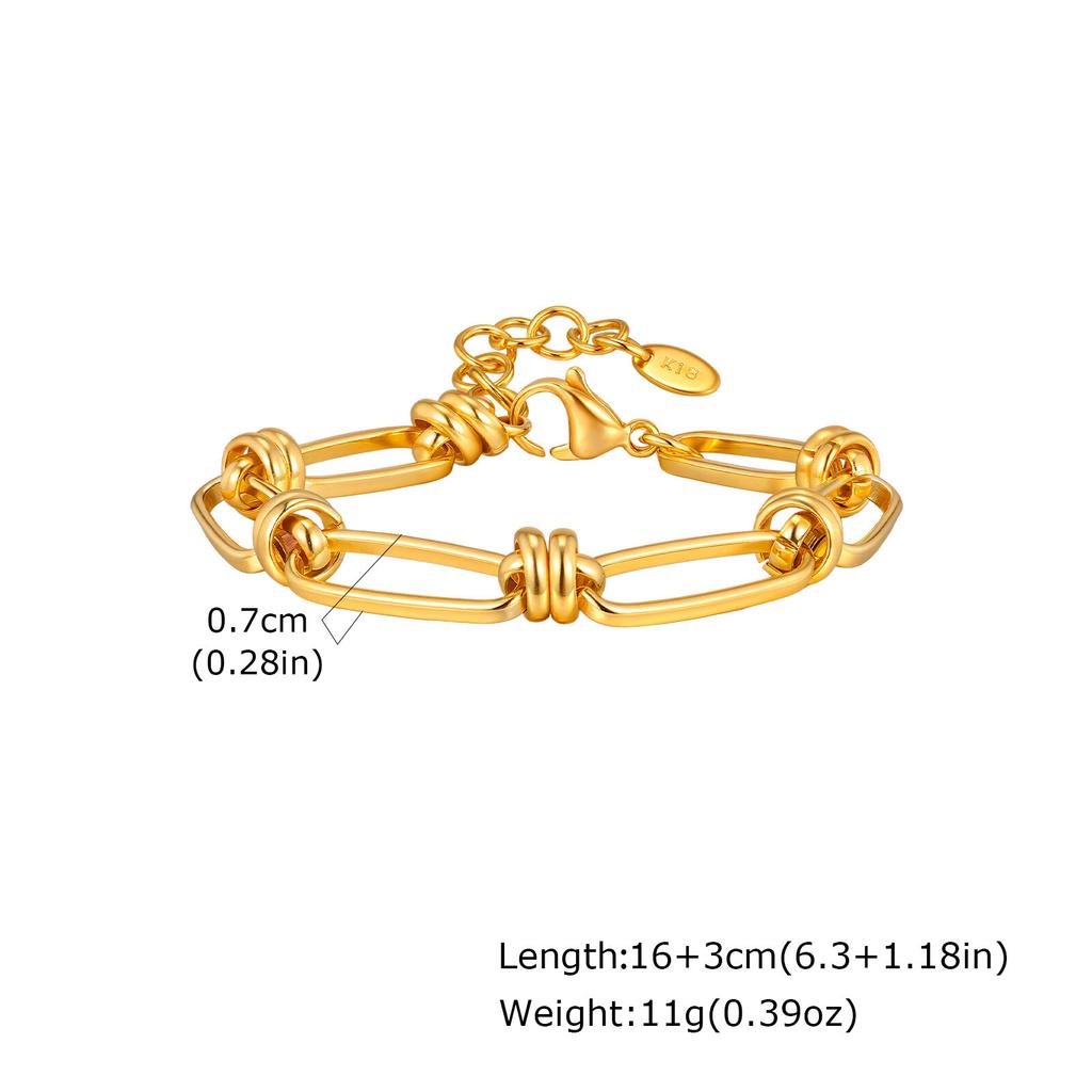 Vnox Stainless Steel Stackable Chain Bracelets, Classic Gold Color Never Fade Link Bracelet, Daily Causal Wear