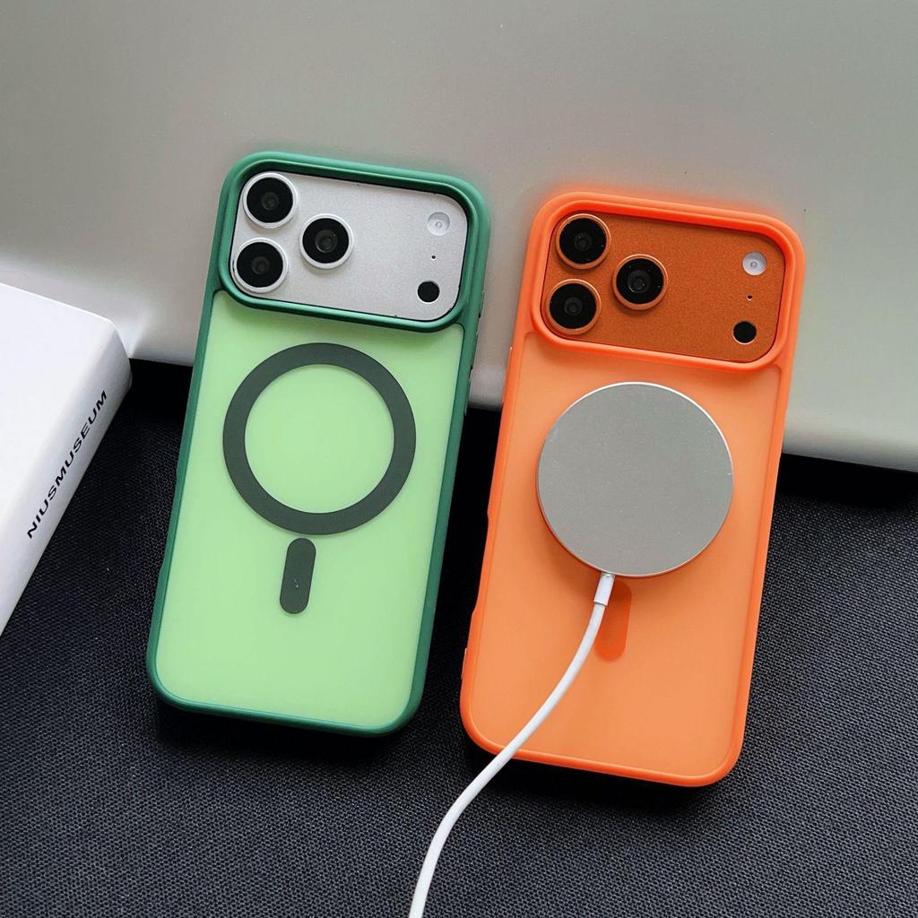 New Matte Magnetic Drop-Proof Case for iPhone 17 Pro Max - Color Block Design, Skin-Feel Texture, Compatible with Apple 16.