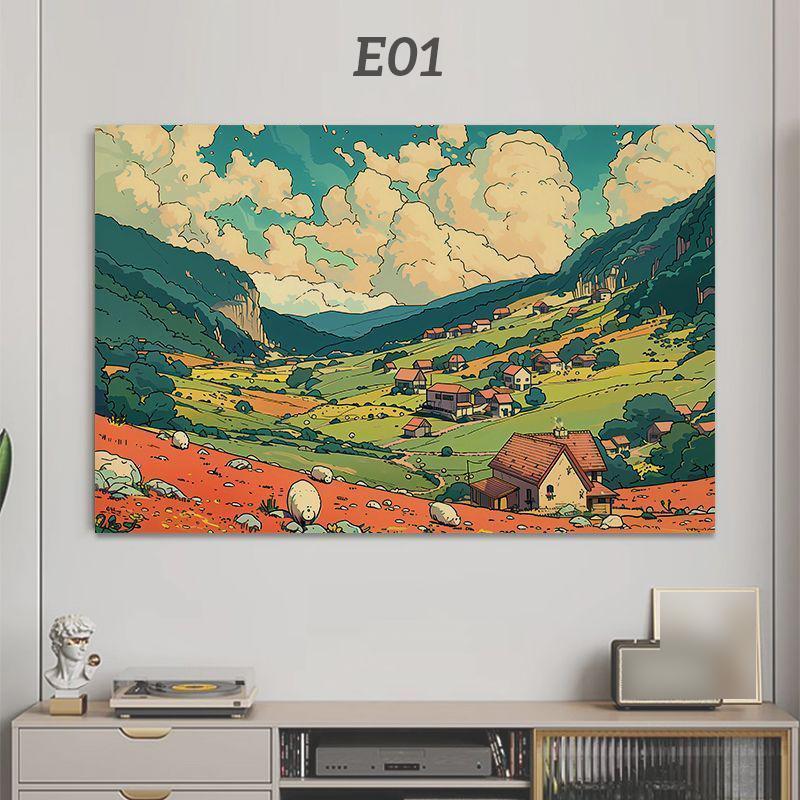 Scenery Printing Cloth Full Coverage Thickened High Elastic Dust Proof Cover Curved Screen and Straight Screen Universal Tv Hood