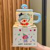 Cute Funny Clown Cup Girl Birthday Gift Couple Ceramic Mug with Lid Spoon Office Breakfast Cup
