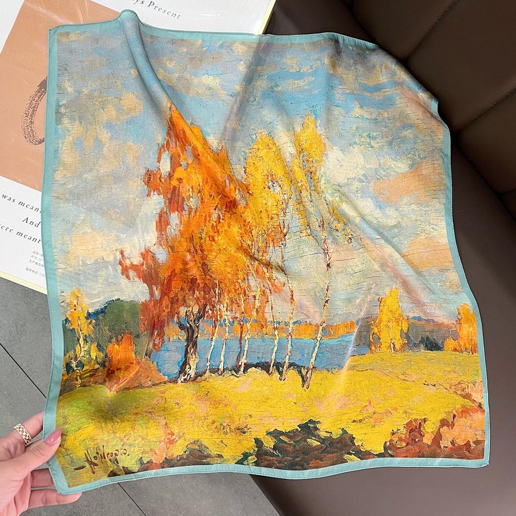 New 100% Natural Real Silk Scarf Fashion Lady Foulard Female Bandana Scarves  Women Hijab Shawl Wraps Square Neckerchief