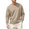 Men Vertical Cable Jacquard Textured V Neck Sweatshirt Ribbed Cuffs Long Sleeve Loose Fit Solid Color Spring Fall Daily Smart Casual Pullover Top