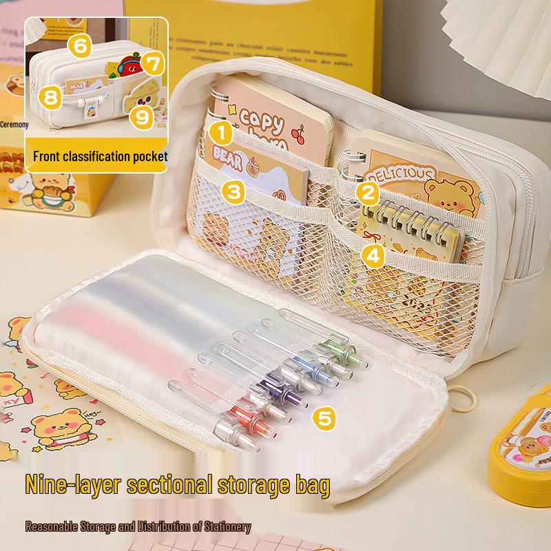 2025 Cute Velcro Cheese Pencil Case for Junior High and Elementary School Girls