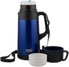 Pearl Metal Water Bottle 1500ml with Cup Wide Mouth Double Stainless Steel Bottle Octave Blue HB-1745