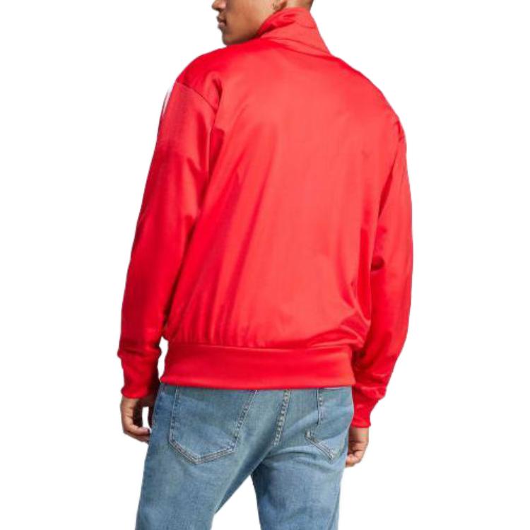 adidas Veste zippée à manches longues avec imprimé du logo à trois bandes Originals pour homme Veste Cramoisi IJ7060