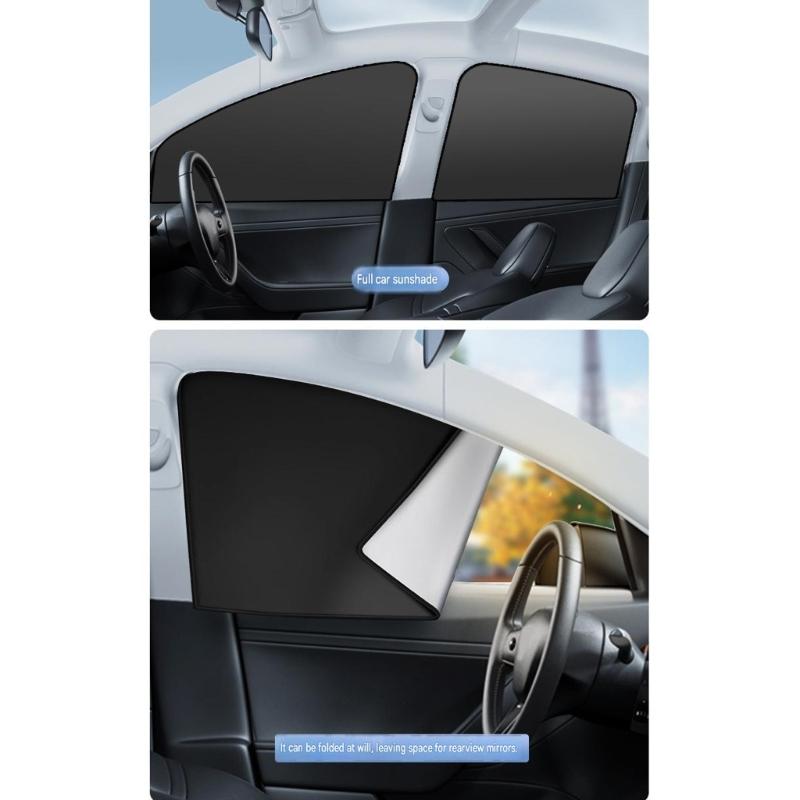 Front Row Car Side Privacy Cover with Magnetic Edge Design, Two-Piece Mesh Curtain for Daily Road Use and Parking