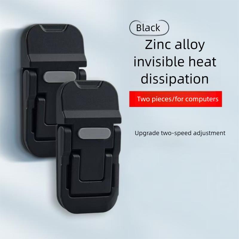 2 pièces Support d'ordinateur portable pliable miniature, Support invisible en alliage de zinc pour ordinateur portable, Angle réglable Auto-adhésif Élévateur de clavier pour bureau
