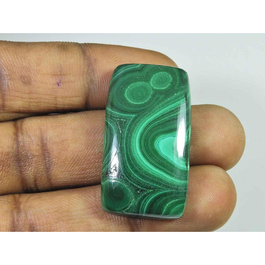 79Cts. Natural Green Malachite Rectangle Cabochon Loose Gemstone 20X36MM SK-2038