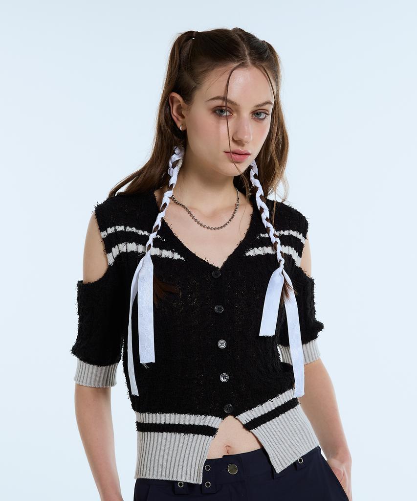 LARTIGENT L11 Off Shoulder Knit(Black)