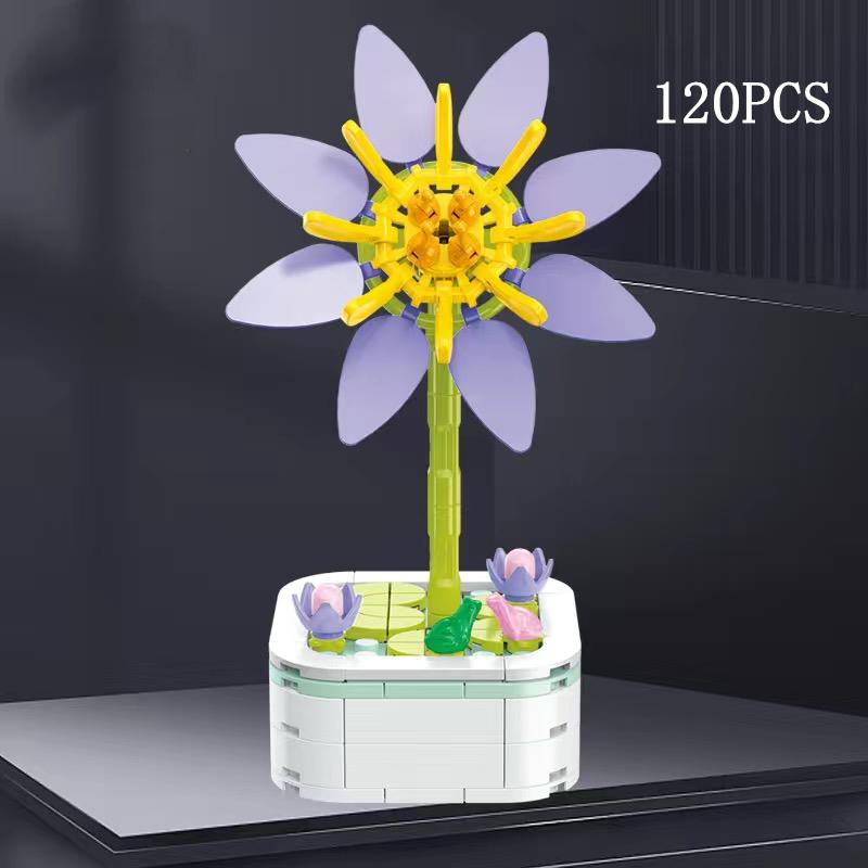 Kalıcı Buket Lale Çiçeği Yapı Taşı 3D Model Ev Dekorasyonu Bitki Saksıda Montaj Tuğlaları Sevgililer Günü Çocuk Hediyeleri