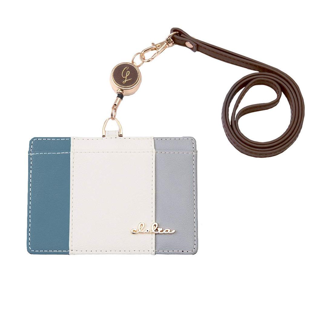 Clelia Pass Case Pass Case Pass Case Reel Neck Strap Included ID Card Holder Liberte Series [Cleria] Women's & [CL-11731] (Blue Mist)