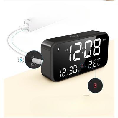 Charging Version Multi Functional Silent Mirror Alarm Clock for Children Students Large Screen Digital Workday LED Music Clock