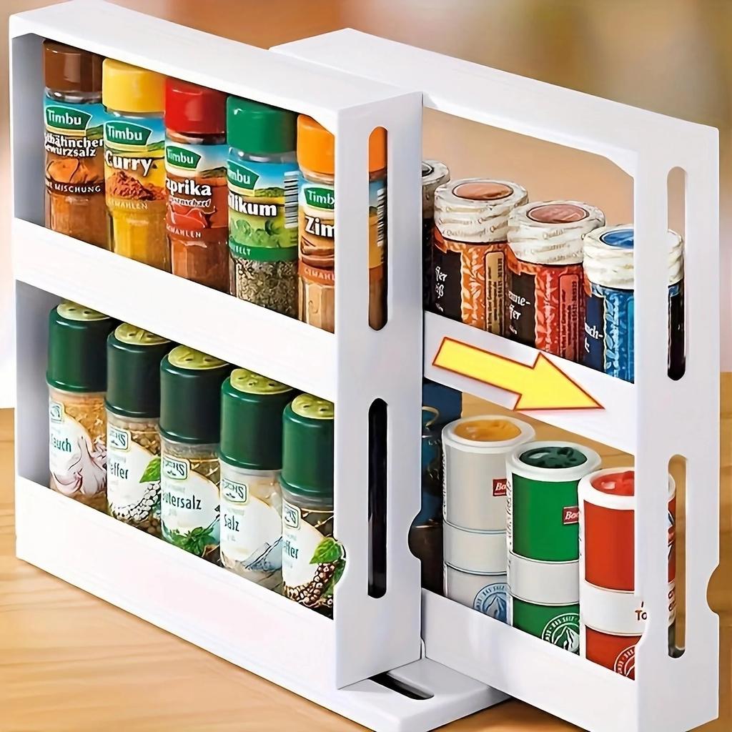 2/1 PCs Spice Storage Rack,90 Degree Swivel Item Storage Rack, Countertop 2 Tier Storage Rack,small Storage and Organizer Rack