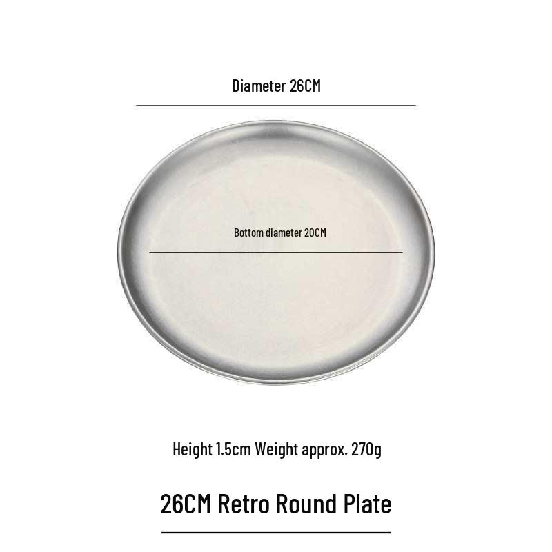 Gold Round 304 Stainless Steel Korean BBQ and Cake Tray