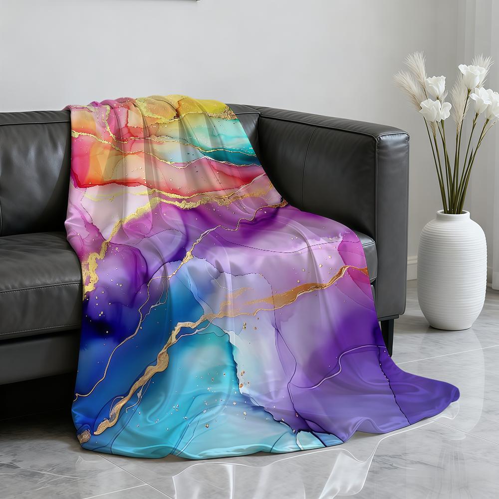 CColorful Ink Wash Blanket Soft Throw Blanket for Home Bedroom Bed Sofa Picnic Travel Office Rest Cover Blanket Gift
