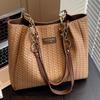 Tote bag women's 2025 new casual retro commuter bag large capacity shoulder bag woven underarm bag