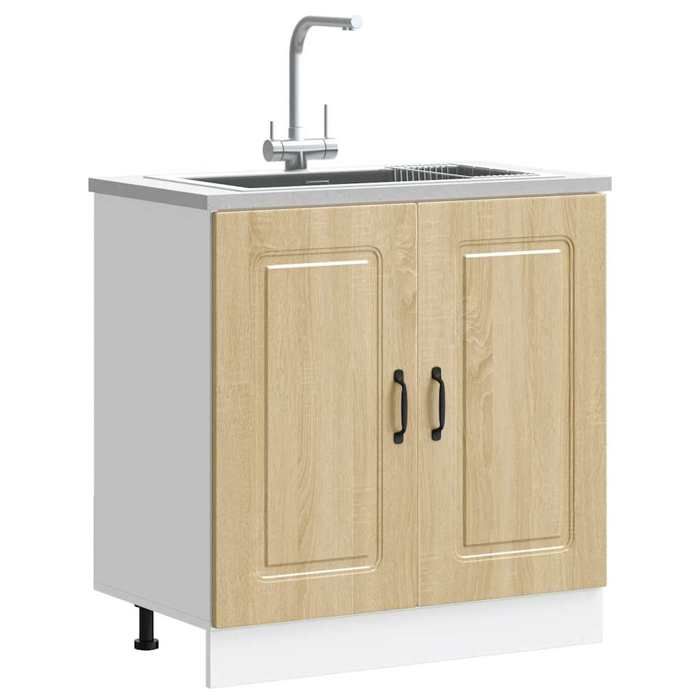 VidaXL Base Cabinet for Sink Kalmar Sonoma Oak Engineered Wood, Kitchen Base Cabinet, Kitchen Base Cabinet with Door 853450
