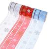 Christmas Polyester Ribbon Festive Decoration Snowflake Ribbon Seasonal Ribbon for Gift Wrapping and Tree Decoration