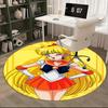 1 Stück Sailor Moon Anime Cartoon Design Runder Teppich Bürostuhlmatte, Rutschfester Teppich für Heimdekoration, Wohnzimmer, Schlafzimmer
