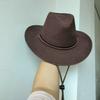 Nubuck leather Western Cowboy Hat Classic Jazz hat Coffee Cowgirl hat with windproof rope Fedora Hat Panama sombrero hombre