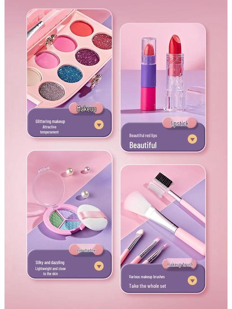 Ensemble de Maquillage de Princesse pour Filles: Kit de jeu de rôle avec rouge à lèvres et vernis à ongles