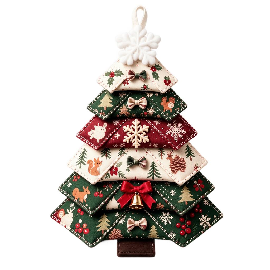 Christmas Tree Patchwork Quilting Kit - DIY Sewing Fabric Material Set for Holiday Decor