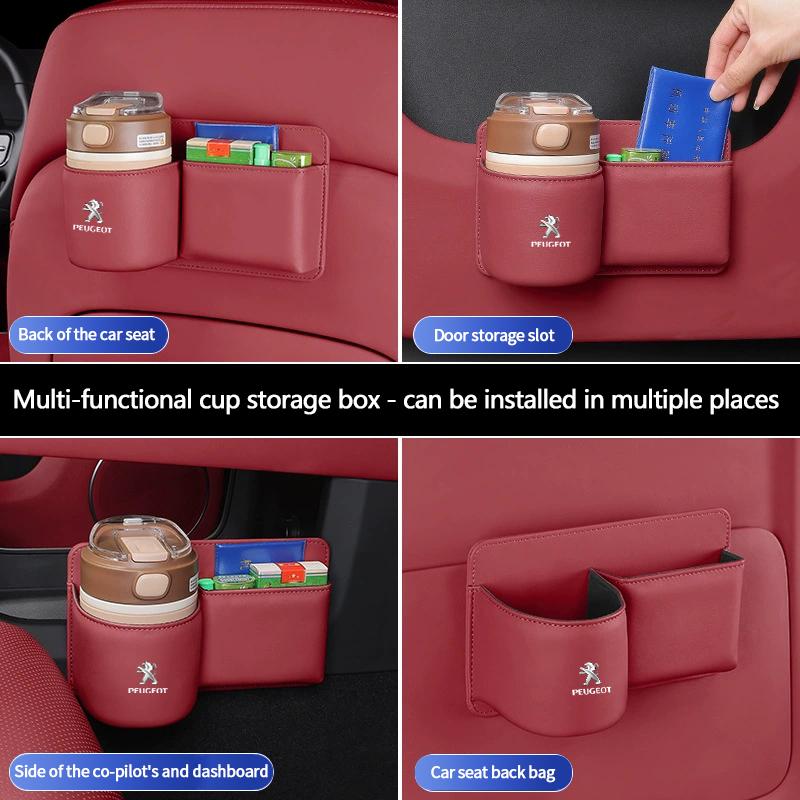 Leather Car Door Side Water Cup Holder Interior Storage Box for Peugeot 106 207 208 301 306 307 308 407 408 508 2008 4008 5008