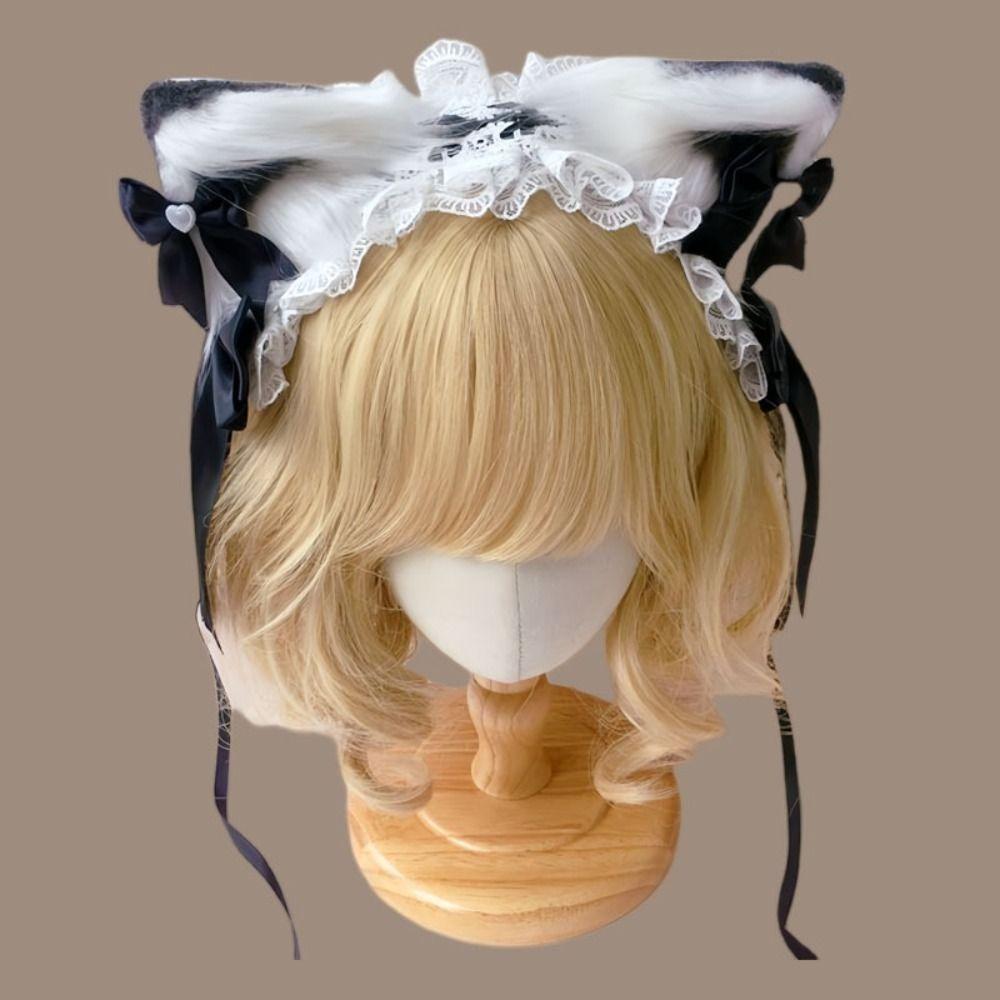 

Ribbon Bow Ruffled Headband Jk Anime Maid Cosplay Headdress Creative Lolita Lace Headband Daily