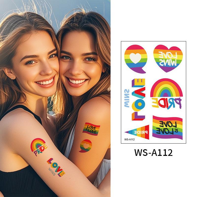 Rainbow Tattoo Stickers Love Color Prints Tattoo Rainbow Day Holiday Party Celebration Temporary Tattoo Stickers