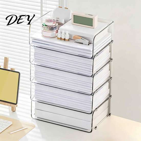 School Supply Storage Paper Organizer Letter Tray, Acrylic Stackable Desk File Organizer, Clear Plastic Bin Holder Sorter for Documents, Files,