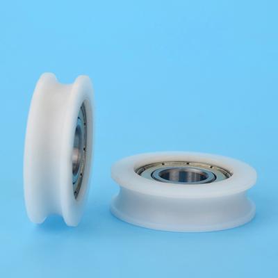 1Pc U12*44*16Mm U Groove Wheel Rolling 1Cm Diameter 10Mm Track Line Guide Pulley Nylon Wrapped Plastic Pulley