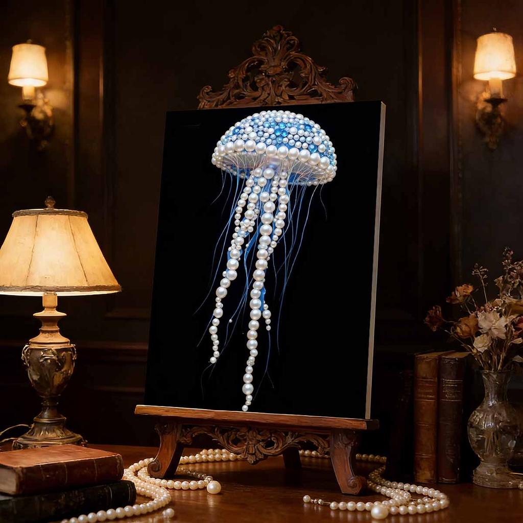 DIY Diamond Art Pearl Painting Kit for Adults,Jellyfish Special Shaped Pearl Art Painting Wall for Home Office Decor Handmade Gift