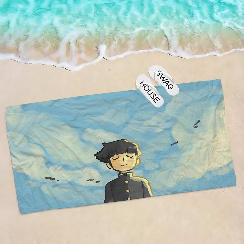 Japan Anime Mob Psycho 100 Big Microfiber Beach Towels Quick Dry Towel Sand Beach Towels Pool Towel for Travel Swim Pool Yoga